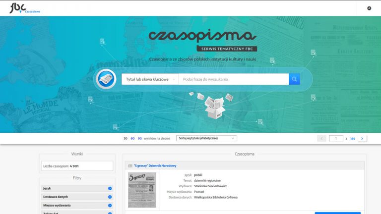 Pięć tysięcy tytułów czasopism dostępnych on-line w nowym portalu FBC