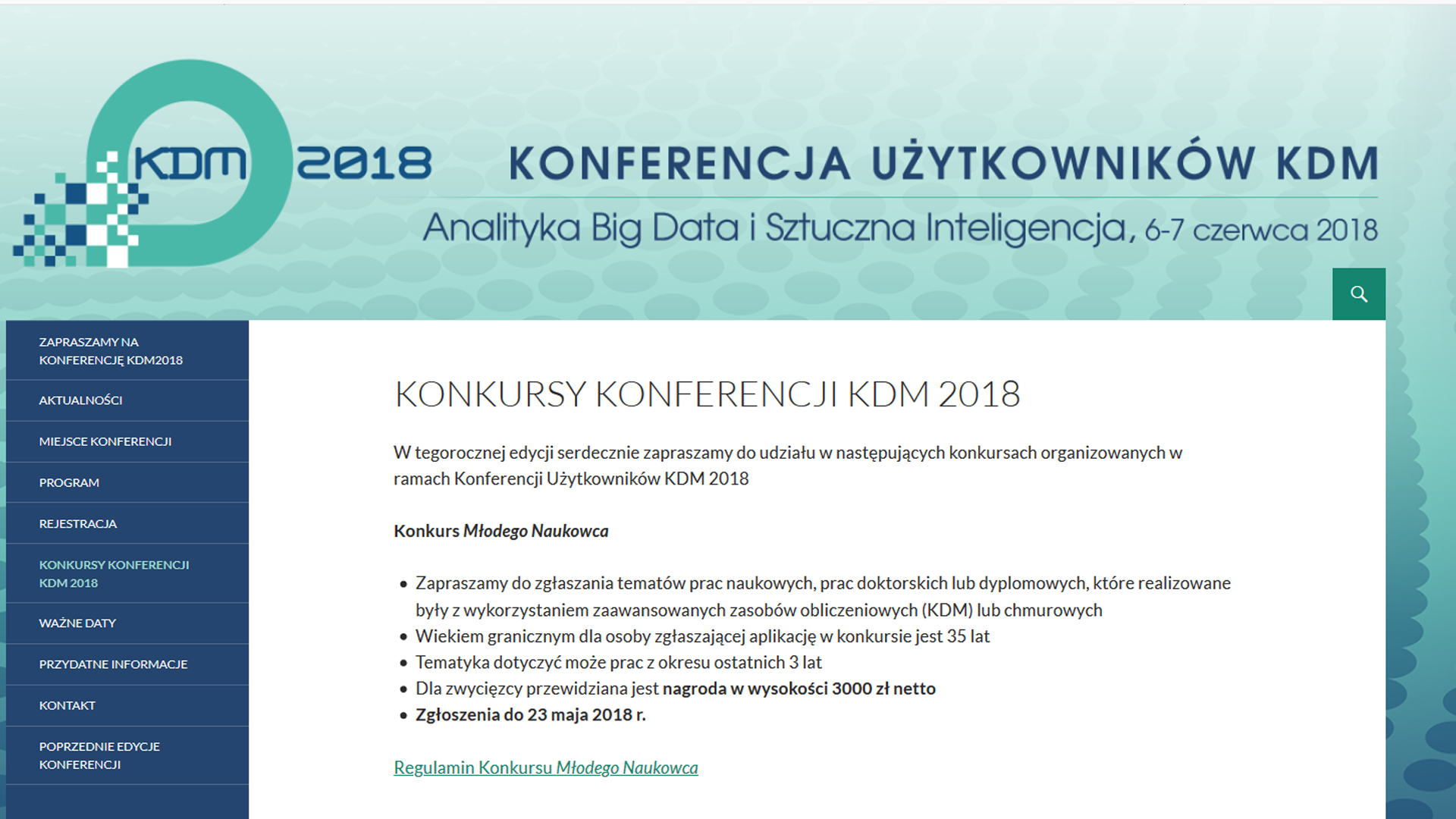 Zapraszamy do udziału w konkursach Konferencji KDM 2018